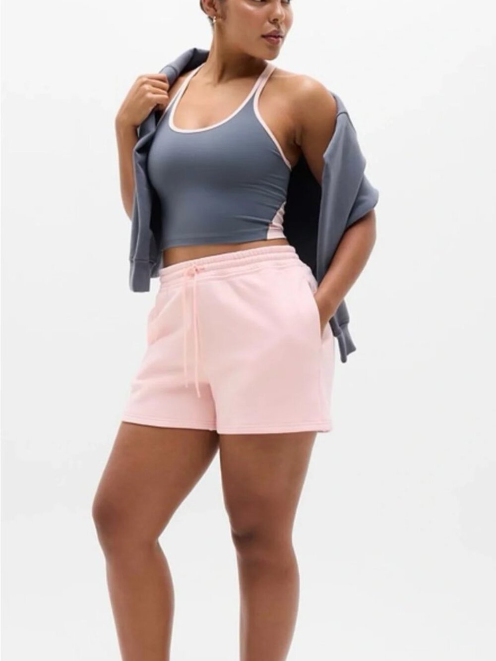 Athleta Forever Fleece Mid Rise 4" Short Pink Size L Spring 2026 Sporty Lounge
